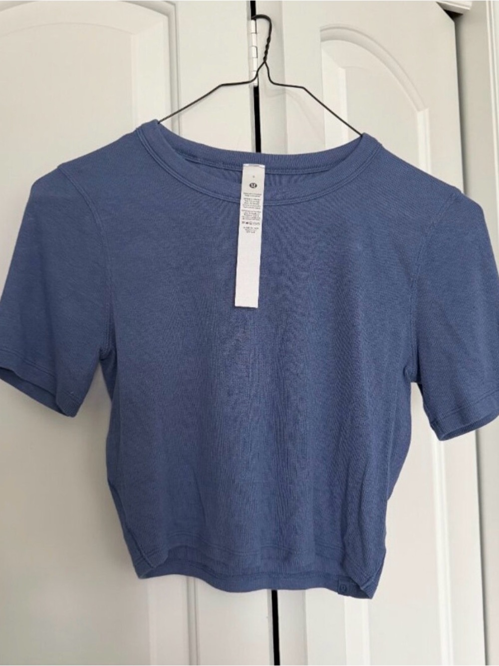 lululemon athletica Ribbed Crop Top in Dusty Blue
